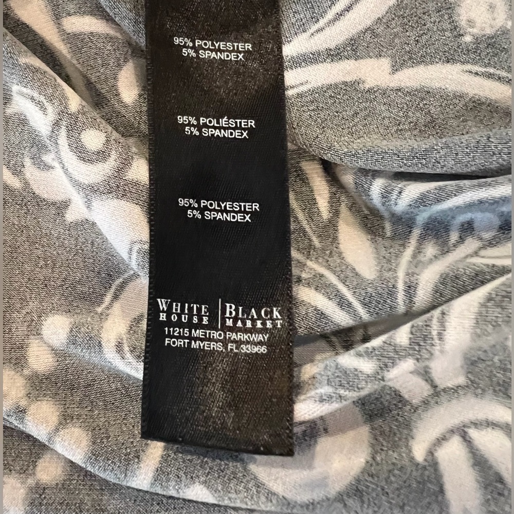 WHBM Paisley Geometric Black and White Long Sleeve Dress - Picture 12 of 14